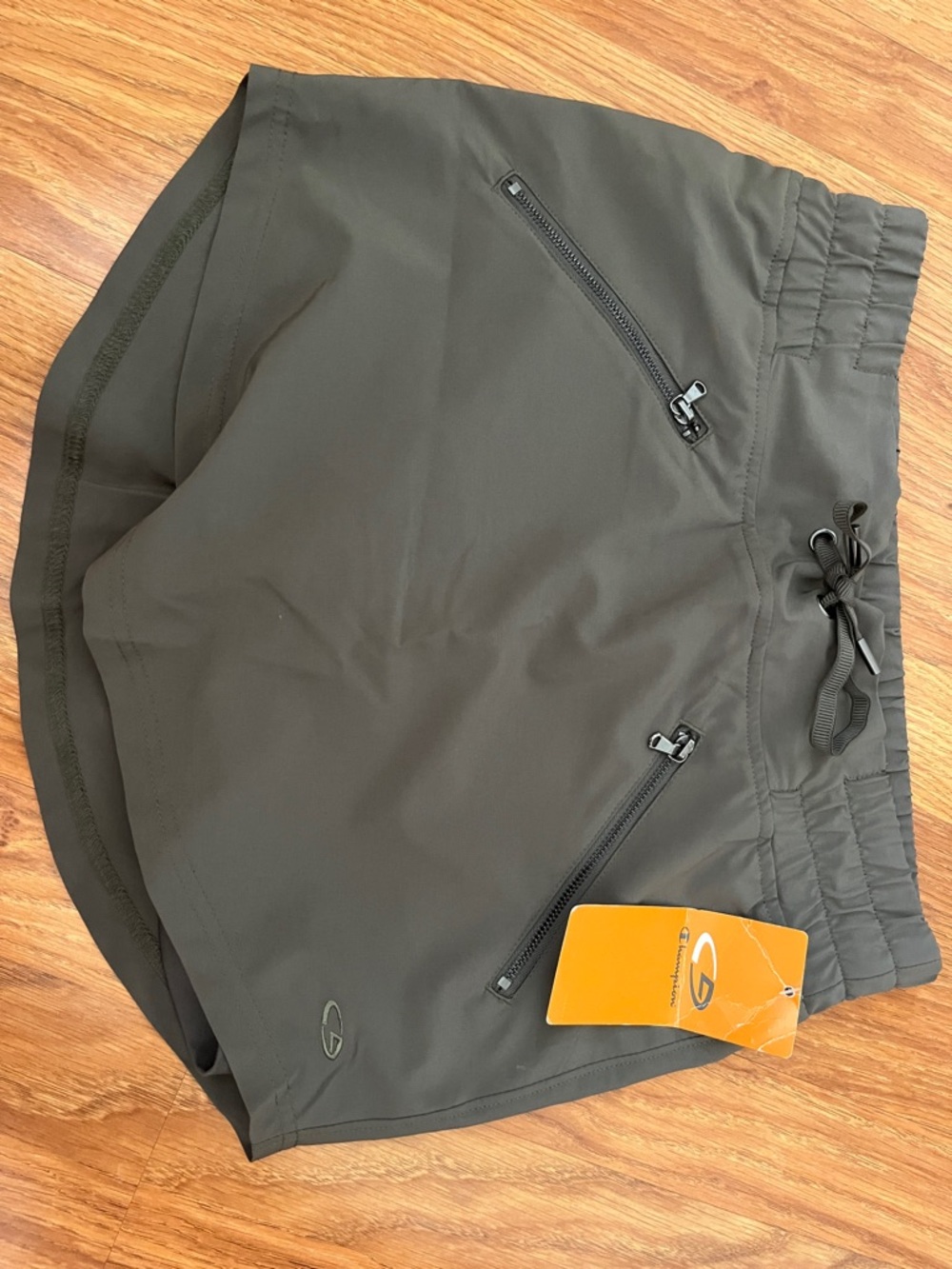 Champion Women’s Athletic Shorts in Olive Green with Zip Pockets